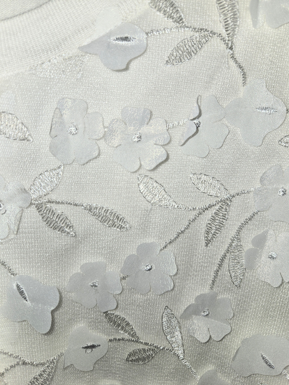 Carter Club Cream 3D Floral Applique Whimsical Cardigan, Ethereal Womens Size M - Picture 5 of 9